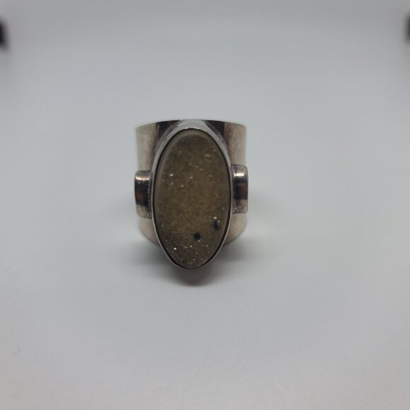 Druzy, Garnet & Sterling Ring - Picture 2 of 7